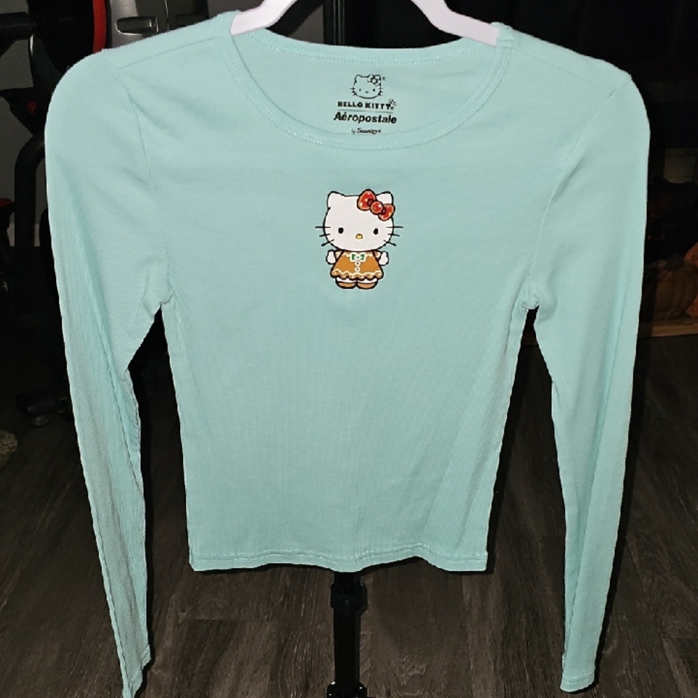 Aeropostale Womens Ribbed Long Sleeve Top Sz Small!! Hello Kitty